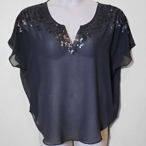 Express Y2K Sheer Sequin Top New Year's Party